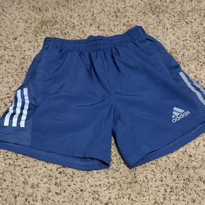 adidas Royal Blue Athletic Shorts with White Stripes